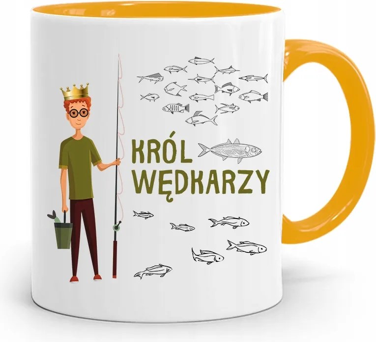 Sárga Horgász Bögre Horgász Király Ajándék fényképes nyomtatással