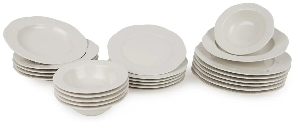 Kutahya Porselen 24 darabos Étkészlet, FLY24Y20014, porcelán, krémszín