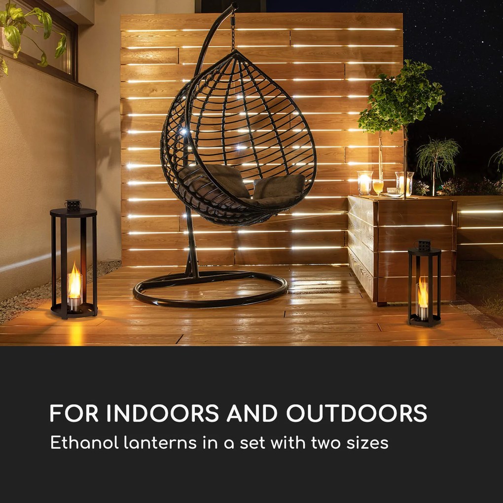 Blumfeldt Fiamme Cilindro, etanol lámpások, 2 darabos készlet, rozsdamentes acél égő, 0,3 liter, égési idő 4 óra