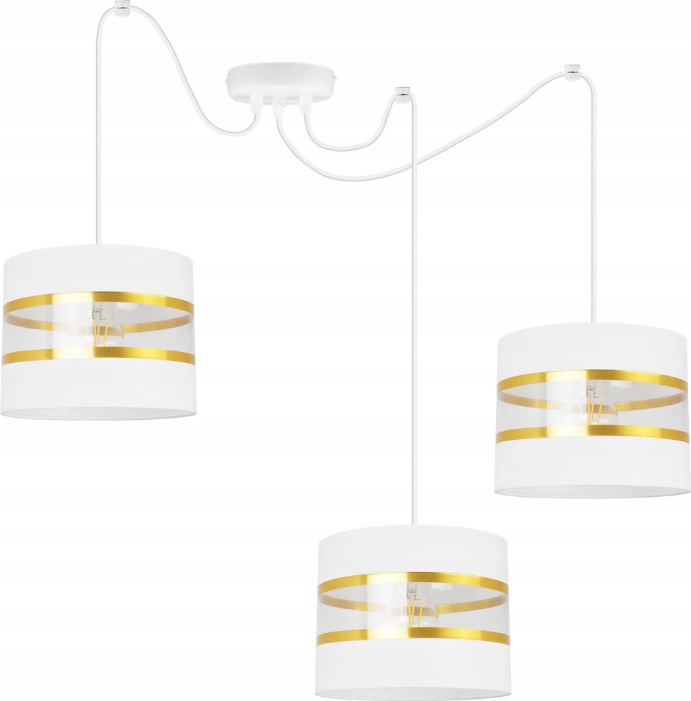 Mennyezeti Függőlámpa Pók Hármas Csillár Glamour Fehér-arany Lámpabúra