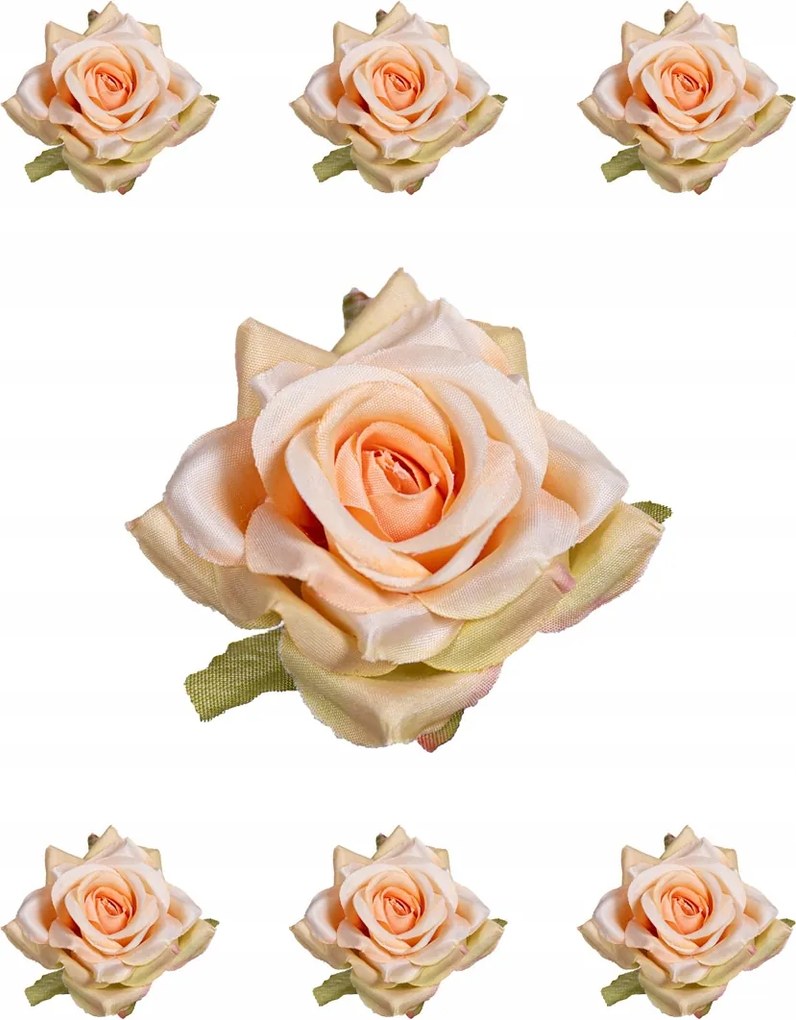 Rózsa mintás művirág fej 6 db-os