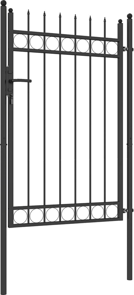 Outsunny Fém Kertkapu 147,5x89 cm Zárható Kilinccsel és 3 Kulccsal a Szabadtéri Teraszra Fekete | Aosom