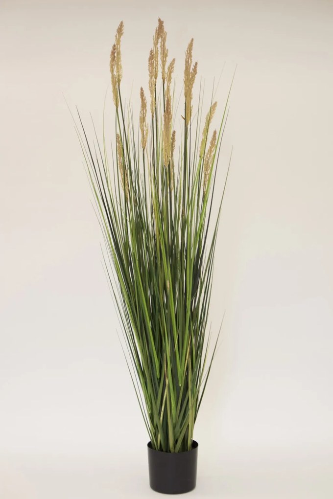 Fekete cserepes műanyag magas zöld műnövény műfű 157x46x46cm