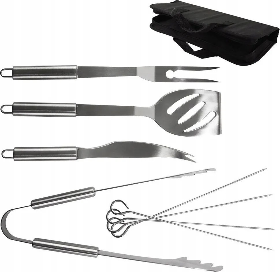 Grill Szett Acél 9 Db-os Spatula Villa Fogó Kés Tokban