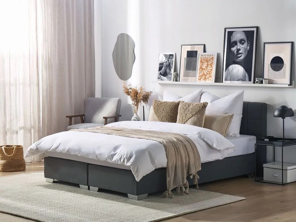 Franciaágy Boxspring 160 cm ADIR (matracokkal) (szürke). 1007077