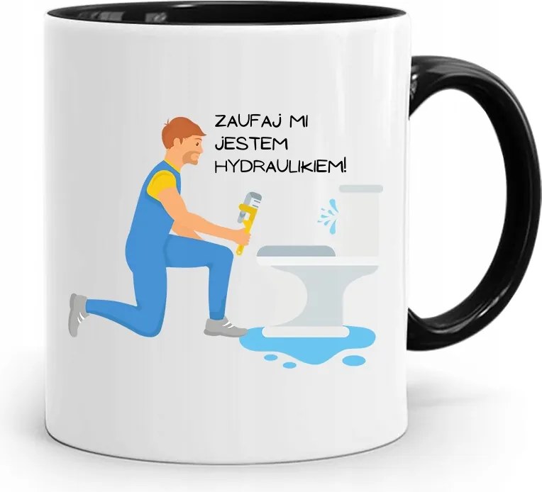 Bögre Fekete Ajándék Vízvezeték Szerelőnek Bízz Bennem fényképes nyomattal
