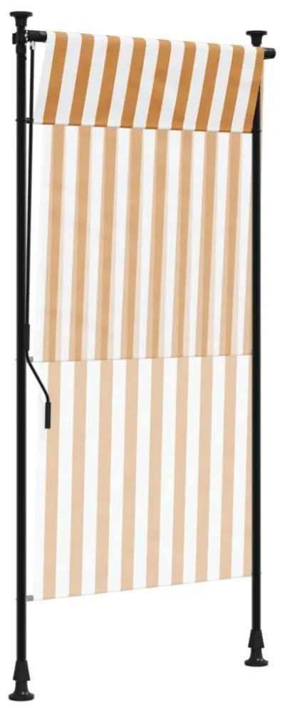 narancssárga és fehér szövet és acél kültéri roló 100 x 270 cm