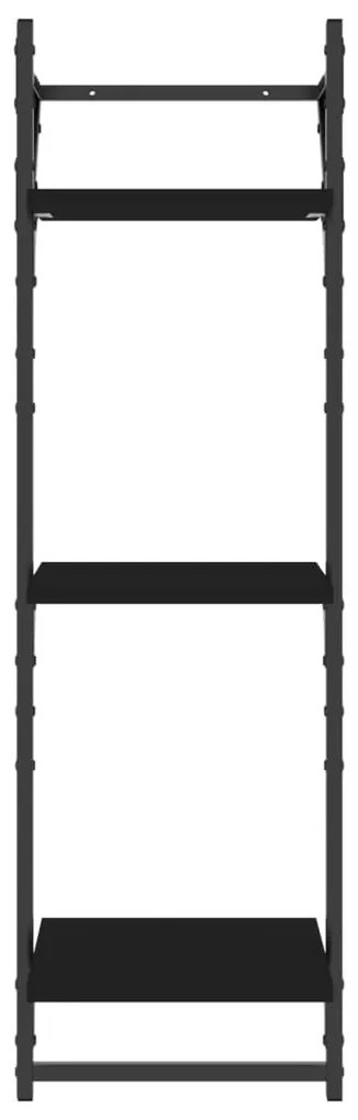 2 db 3 szintes fekete falipolc rúddal 30x25x100 cm