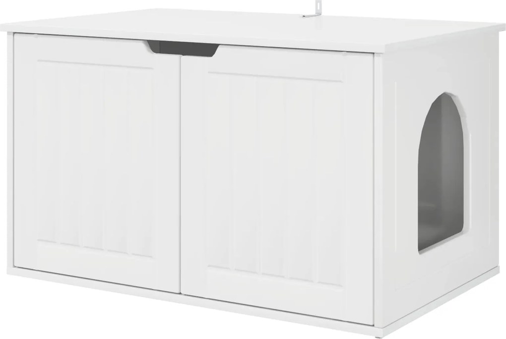 vidaXL Macska Ház Fényes Fehér 85 x 55 x 50,5 cm Faanyag