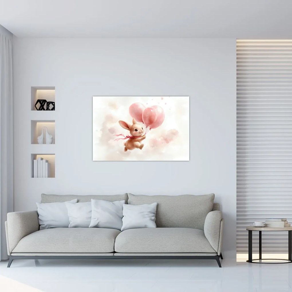 Kép - Nyuszi léggömbökkel (90x60 cm)