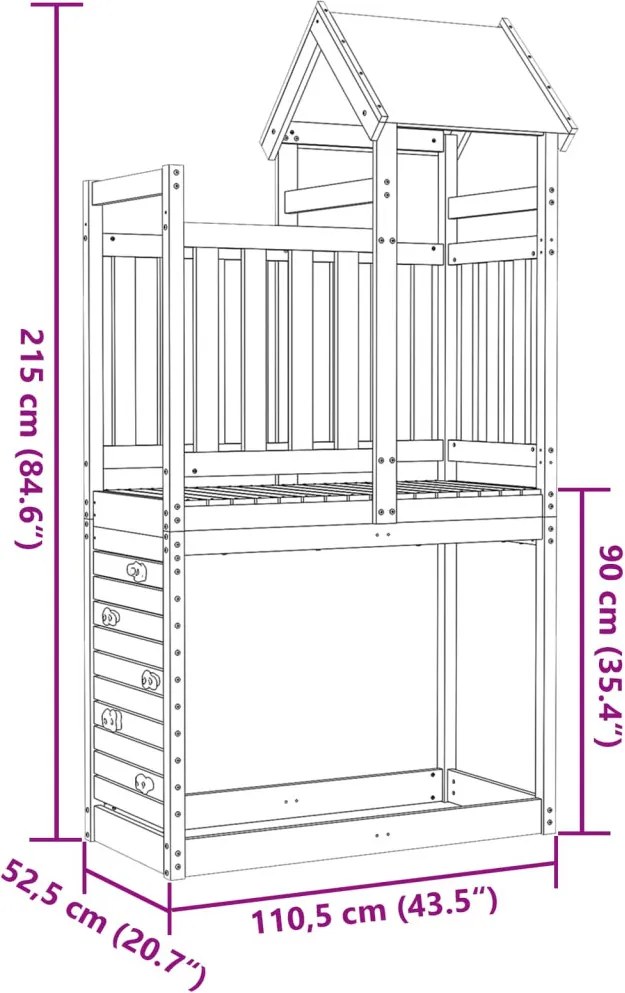 Játék Torny Barna 110.5 x 52.5 x 215 cm Tömör fenyőfa