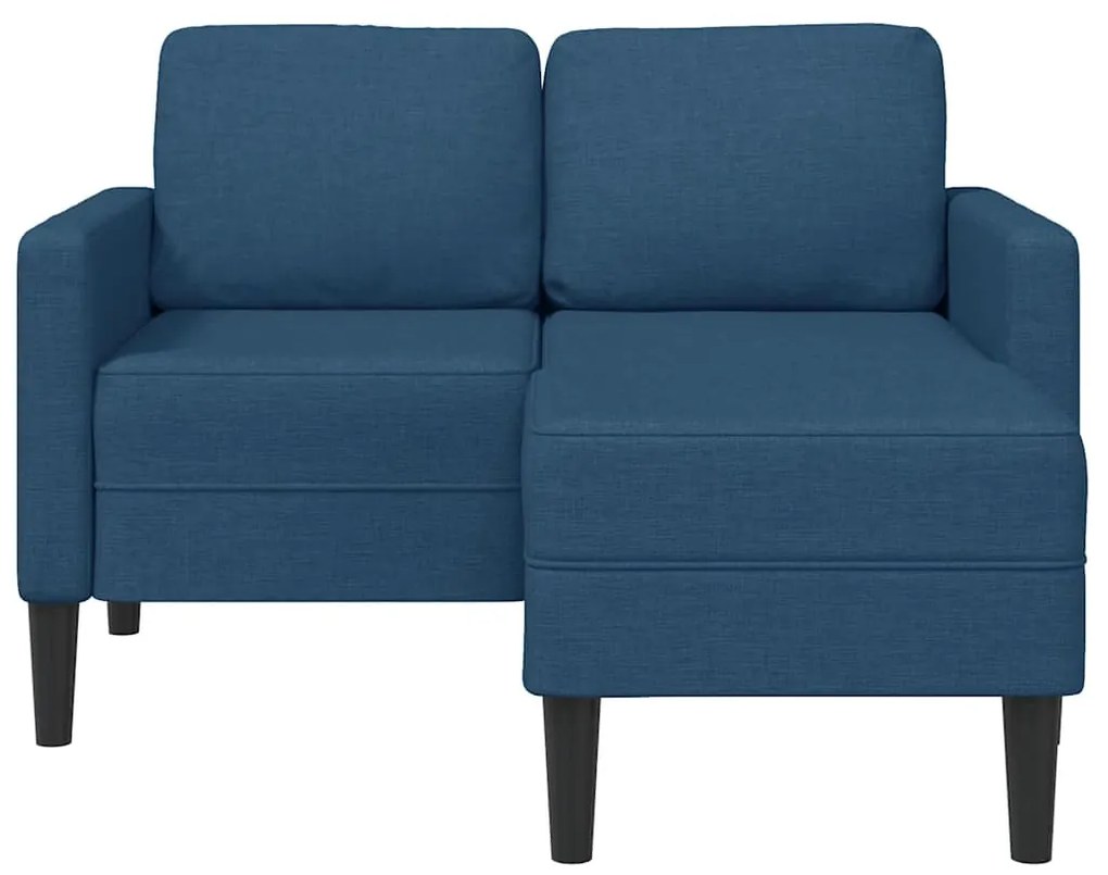 kék anyagból 2 üléses kanapé L-alakú kanapéval 125 cm
