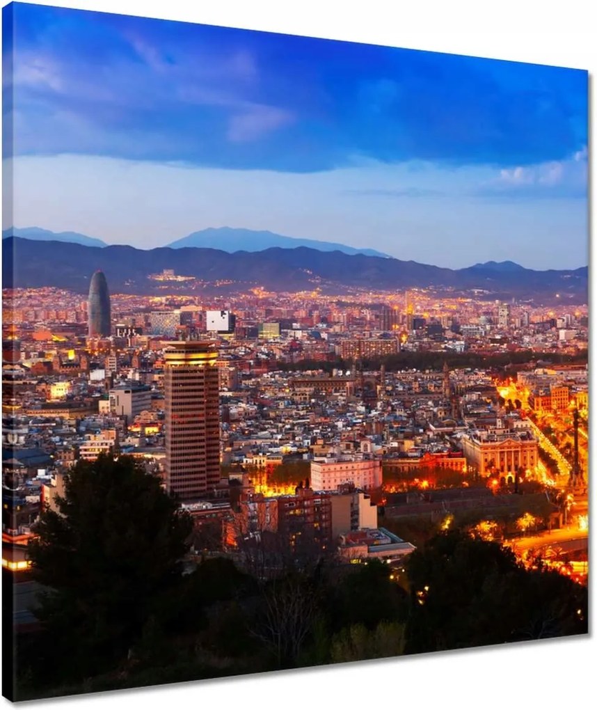 Vászonkép 50x50 Éjszakai felvétel Barcelonából