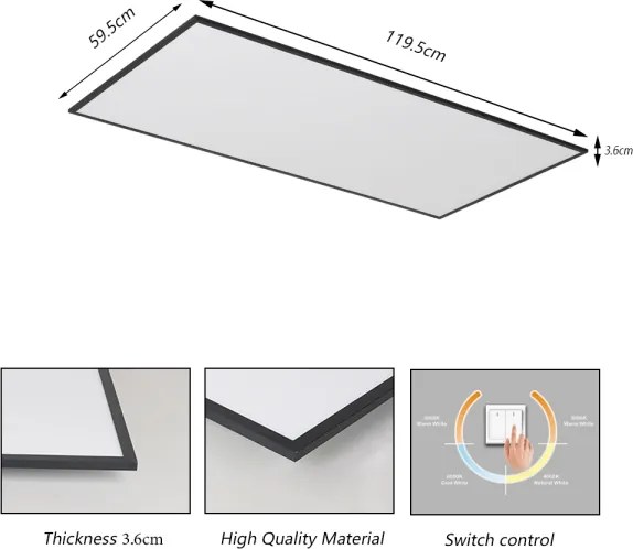 Brilagi - LED mennyezeti lámpa. SLIMFRAME LED/80W/230V 120x60 cm 3000/4000/6000K fekete