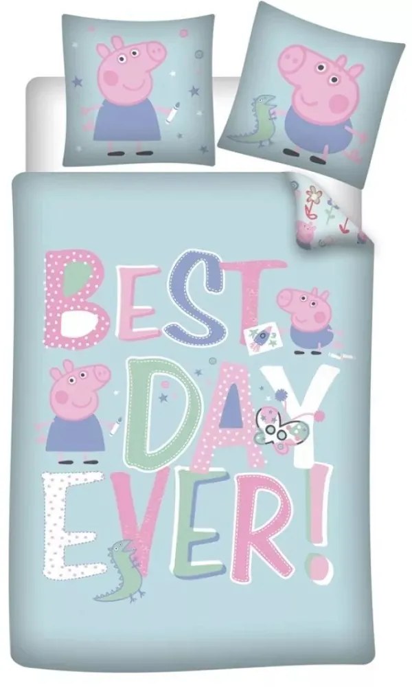 Peppa malac Best Day ágyneműhuzat 140×200cm, 63×63 cm microfibre