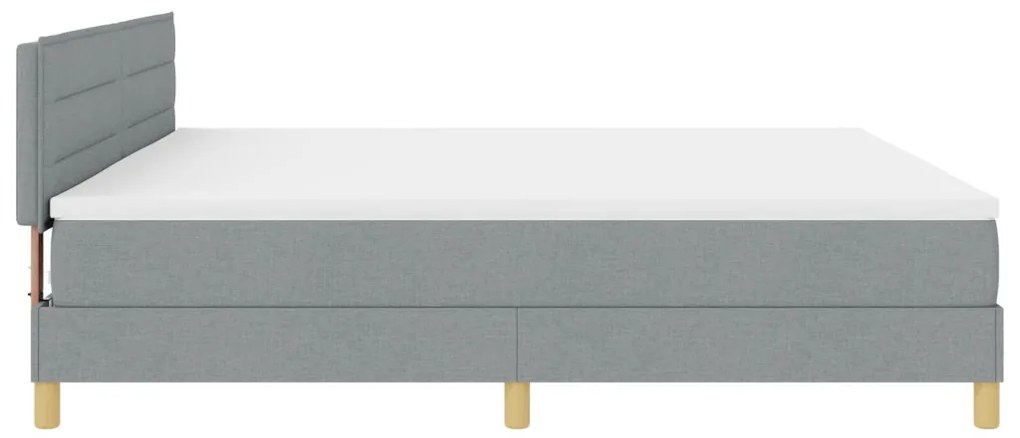 Box Spring Ágy Matraccal Világosszürke 200x200 cm Textil