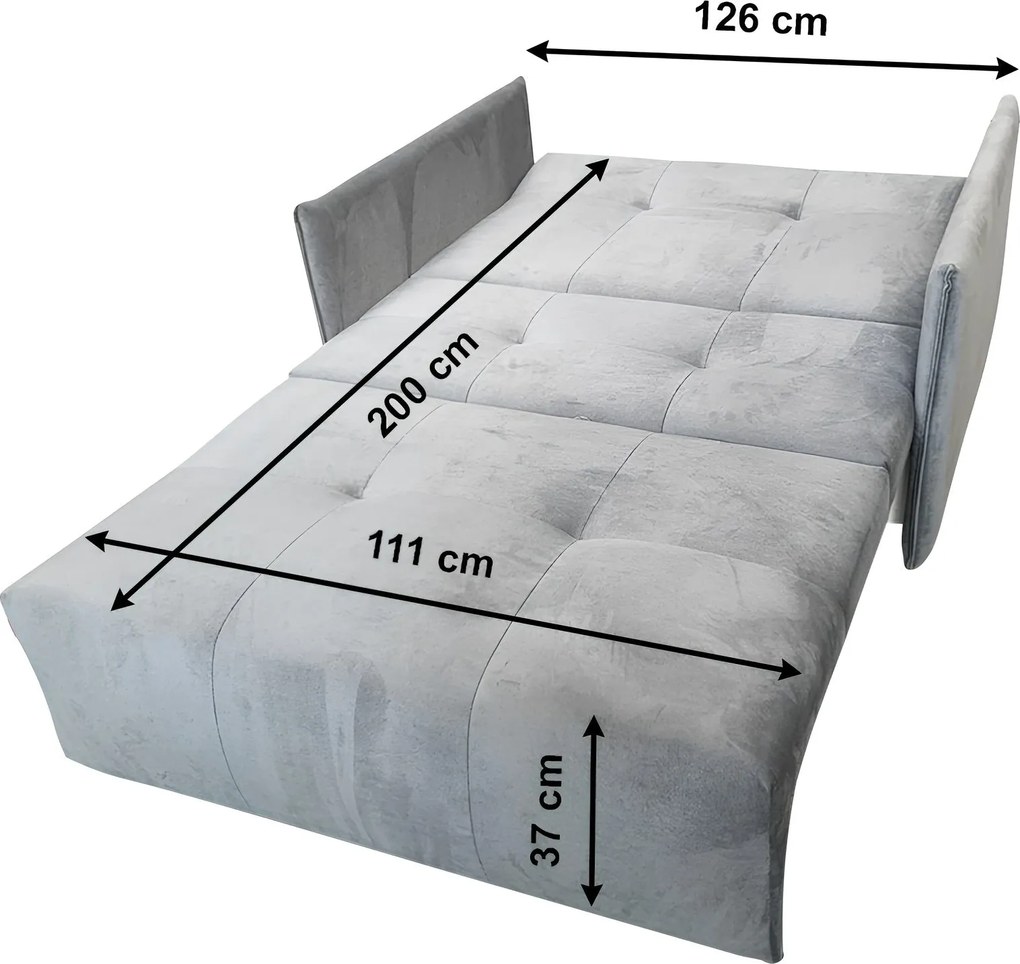 Kinyitható 2-es ülés, világosszürke szövet Riviera, ALANA