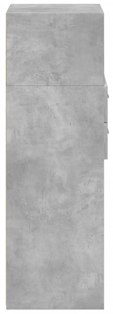 betonszürke szerelt fa magasszekrény 45 x 42,5 x 124 cm