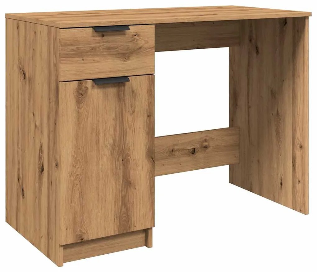 kézműves tölgy színű szerelt fa íróasztal 100 x 50 x 75 cm