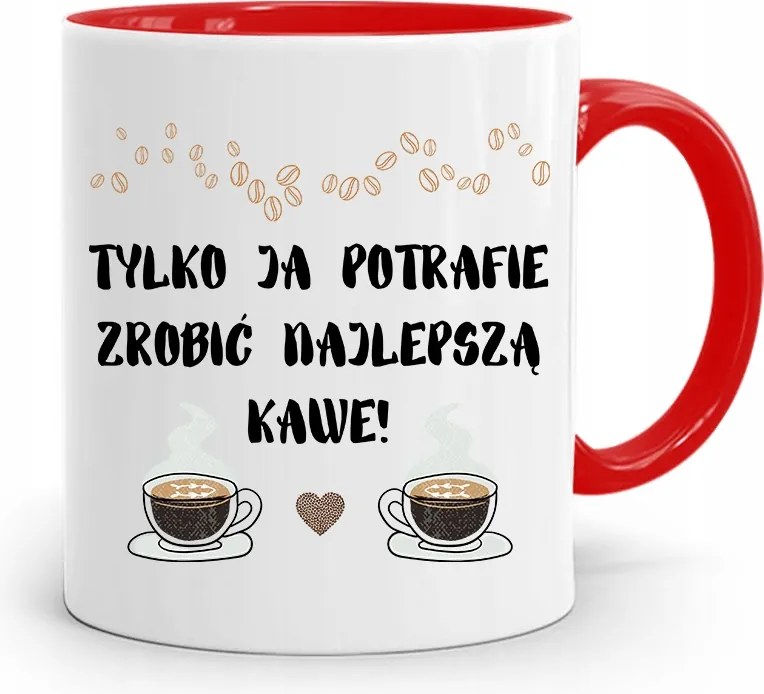 Barista Kávézó Bögre Piros, fényképes nyomattal