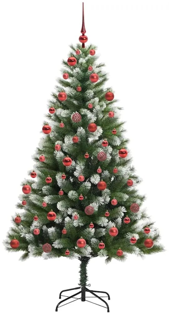 Műanyag csuklós karácsonyfa bolyhos hóval Zöld és fehér 180 cm