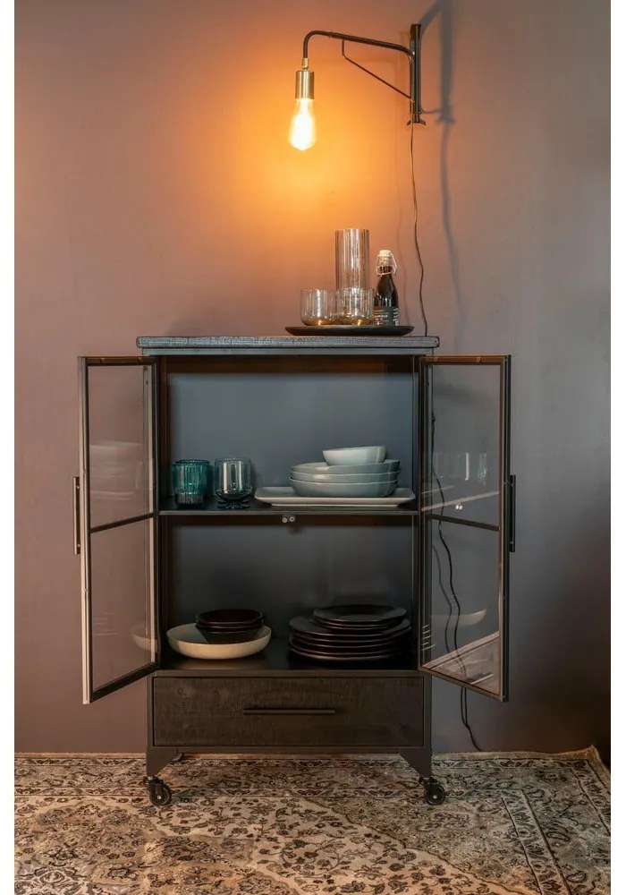 Fekete fém tálalószekrény 65x105 cm Ferre – White Label