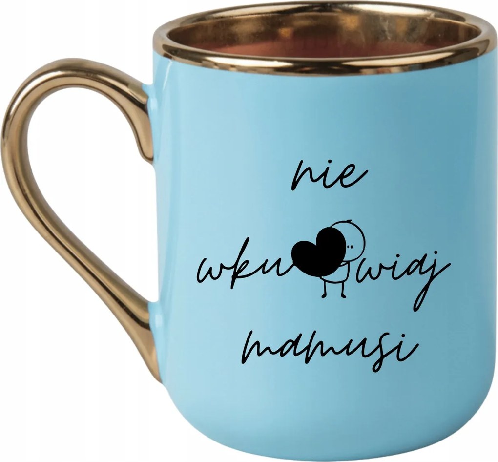 Elegáns bögre, arany kivitel, 330 Világos Kék