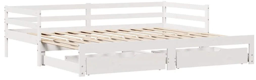 fehér kihúzható heverő fiókokkal matrac nélkül 80 x 200 cm