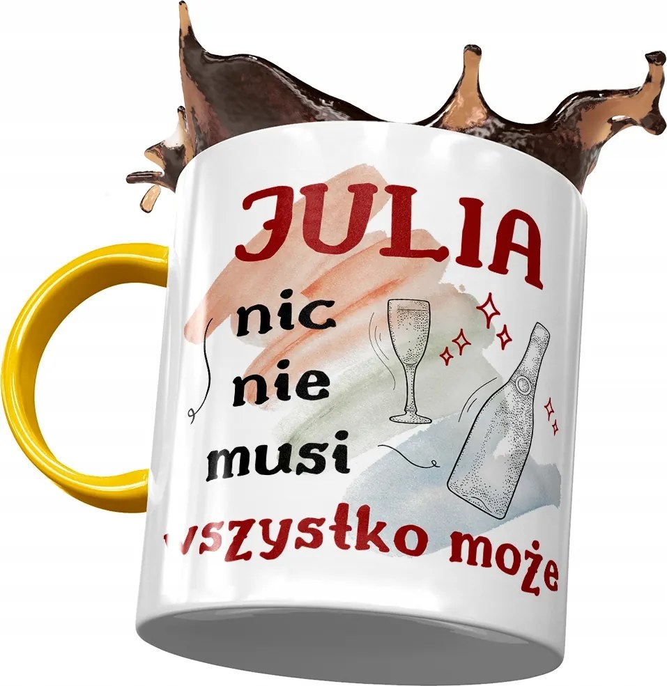 Sárga bögre Júlia Barátnők Nyomtatott Fotóval