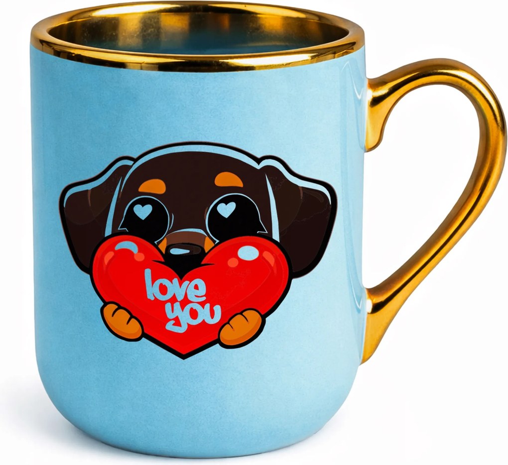 Kék Bögre Ajándék Valentin Napra Tacskó A Férj Barátjának