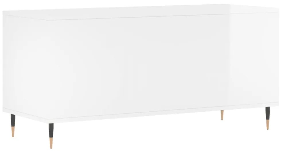 magasfényű fehér szerelt fa hanglemezszekrény 100 x 38 x 48 cm