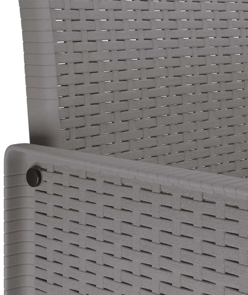 13 részes Kerti Étkező Szett Párnákkal Világosszürke Polirattan, Kerti Asztal Világosszürke 150x100x73 cm Polirattan, Kerti Székek Párnákkal 4 db Világosszürke Polirattan