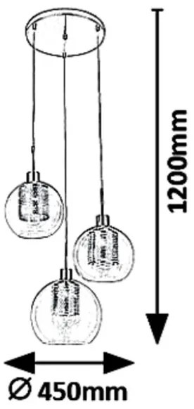 Rabalux 6496 - Csillár zsinóron 3xE27/60W/230V