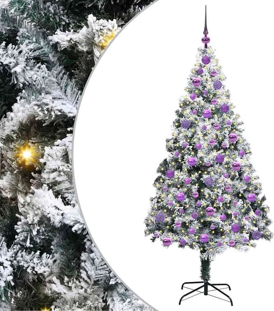 vidaXL Mű karácsonyfa 300 LED-del Fehér 180 cm PVC és Acél és Műanyag