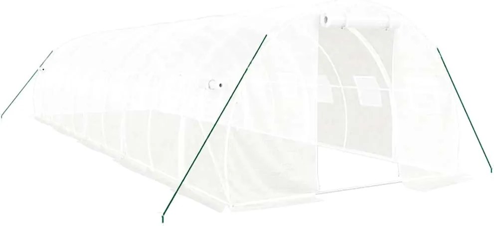 vidaXL fehér acélvázas melegház 30 m² 10x3x2 m