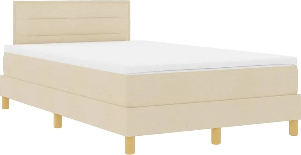 vidaXL LED Box Spring Ágy matracmal leddel Krém 120 x 200 cm szövet