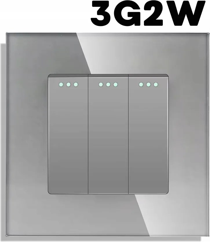 Fénykapcsoló 3G2W Tripla Lépcső Mechanikus Üveg Ezüst Szürke