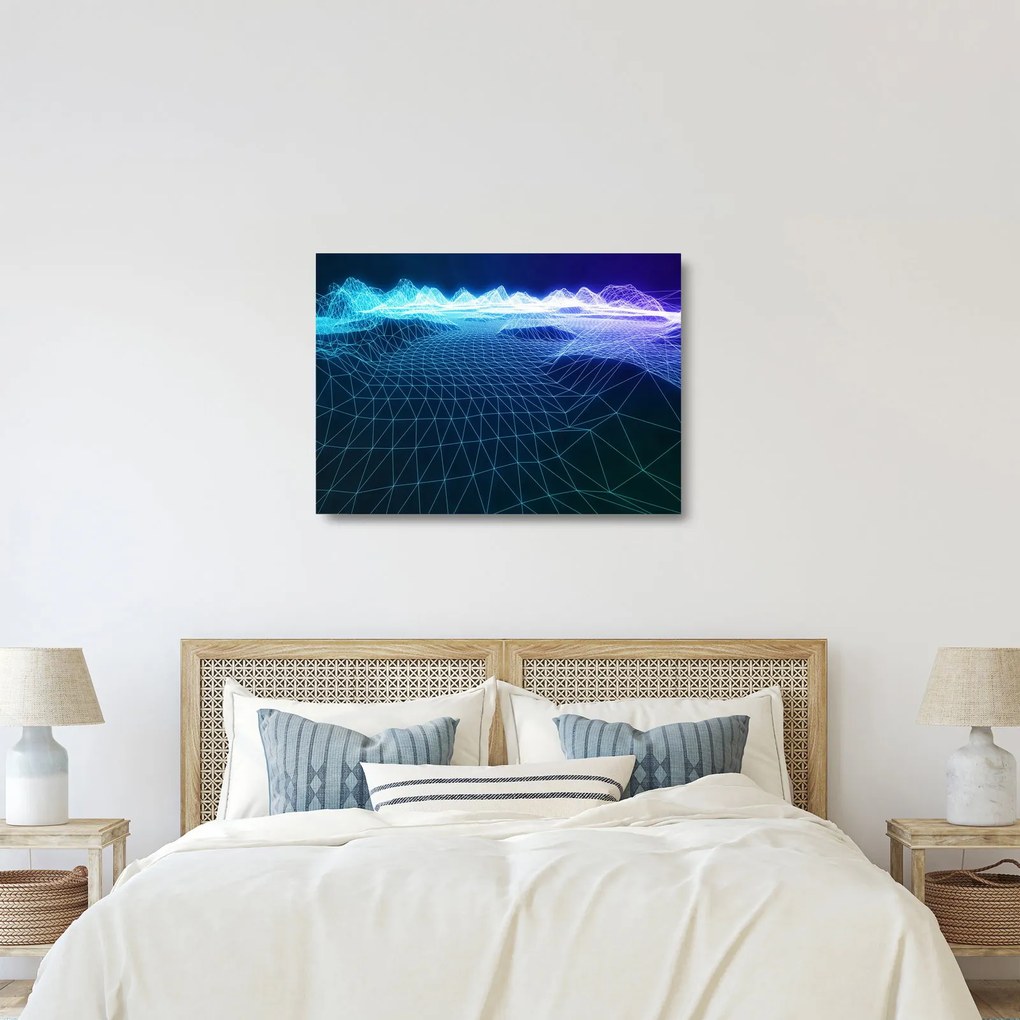 Kép - Hegyek egy számítógépes modellben (üvegen) (70x50 cm)