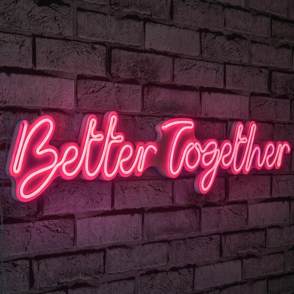 Műanyag LED-es fali dekoráció, Better Together - Pink