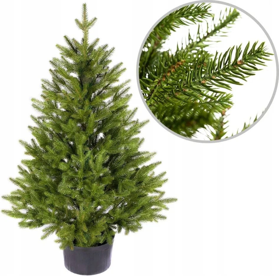 Mesterséges karácsonyfa, mint élő cserépben Aspen lucfenyő 110 cm az ajtó előtt