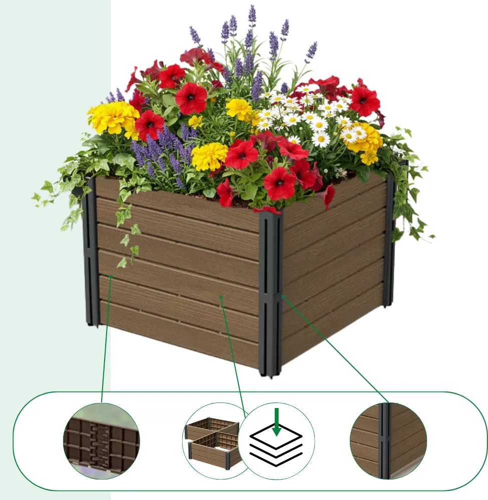 BASE PLANT magaságyás, 61x61x46cm, természetes barna Prosperplast