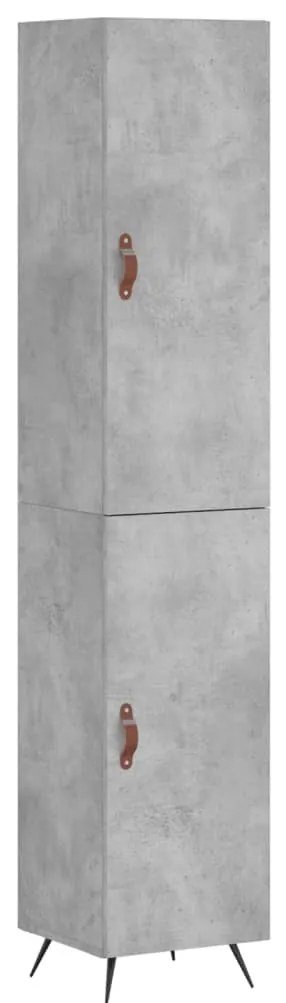 betonszürke szerelt fa magasszekrény 34,5x34x180 cm
