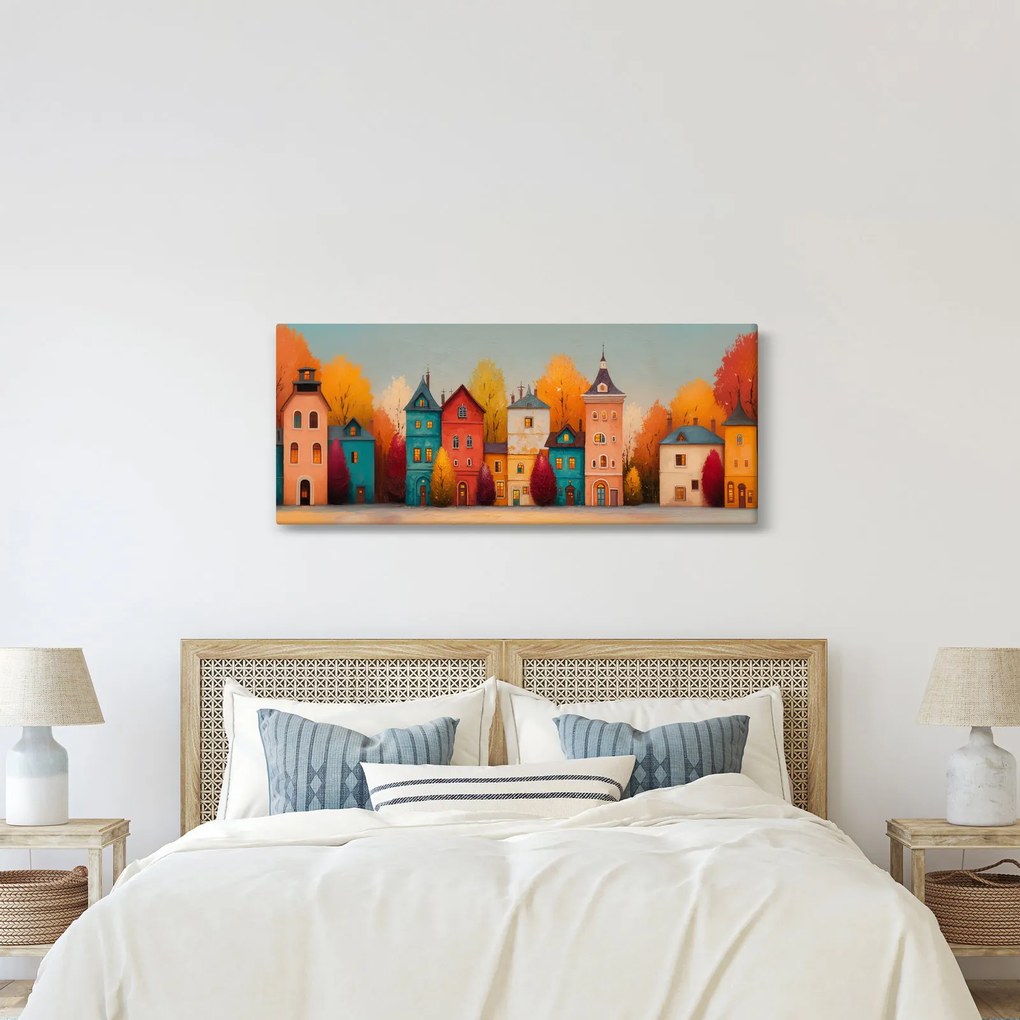 Kép - Őszi falu (120x50 cm)