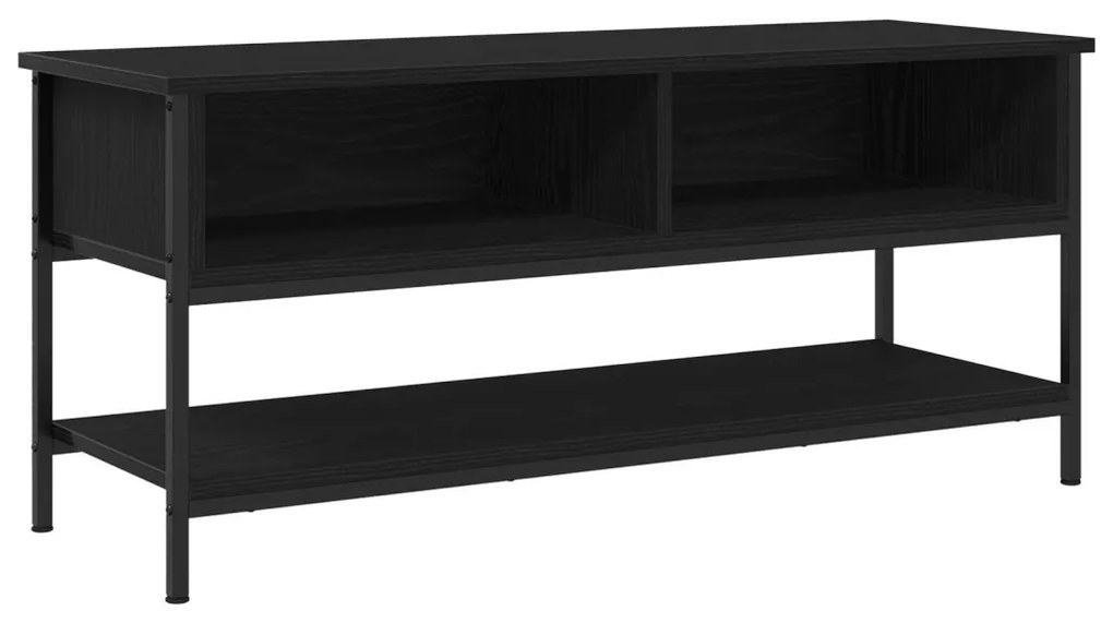 TV szekrény Fekete tölgy 100x35x45 cm Fának készült és acél