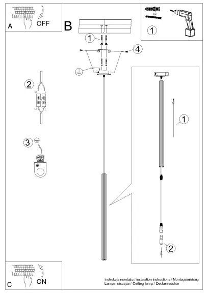 Sollux SL.1337 - Csillár zsinóron ARCHE 1xG9/8W/230V fehér