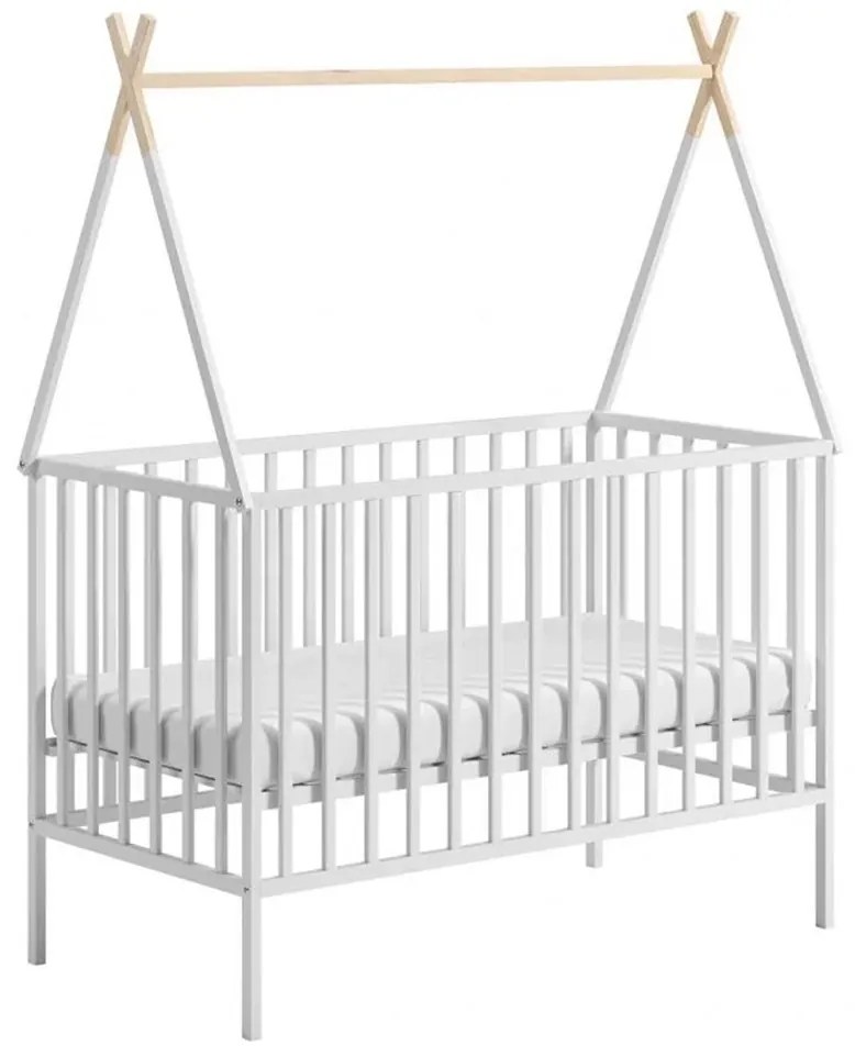 Bükkfa kiságy Teepee 120x60 cm fehér