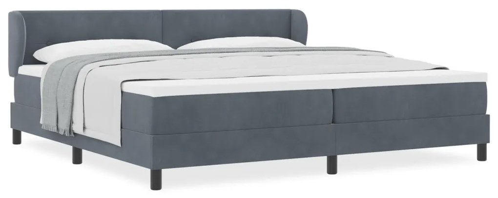Boxspring Ágy Matraccal Sötétszürke 200x200 cm Velúr