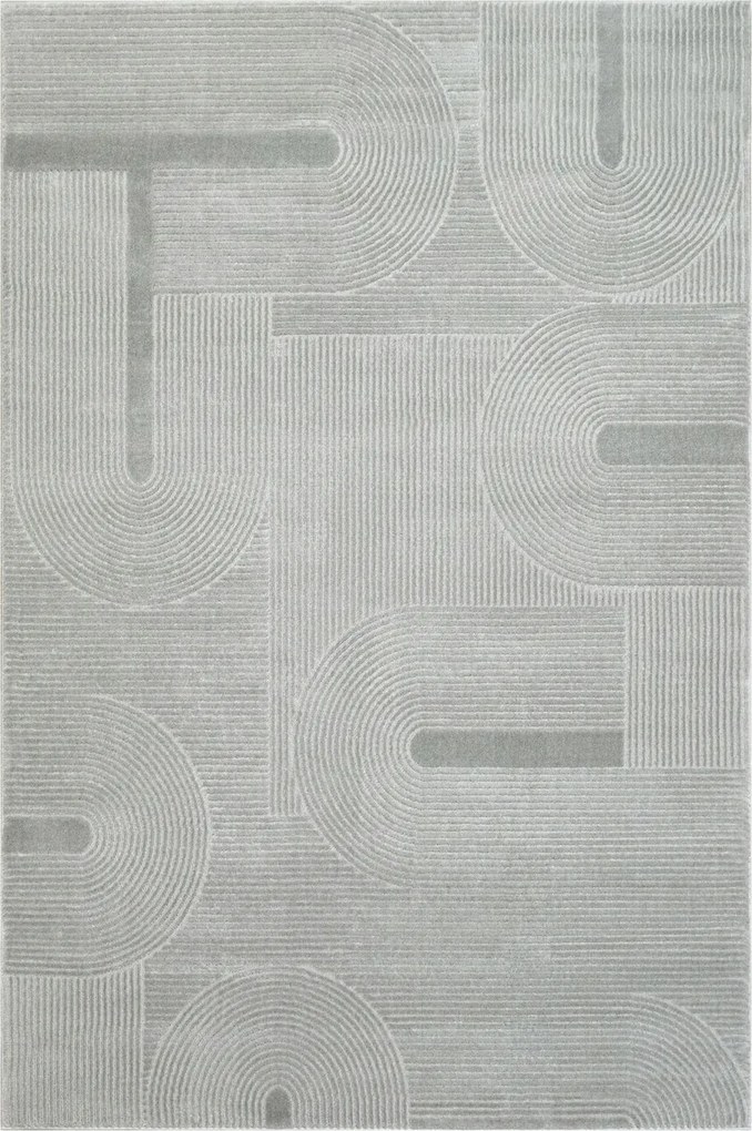 Szürke Csillogó Puha Sűrű Félkör Vonalas Szőnyeg Misha Nappaliba 160x230 cm