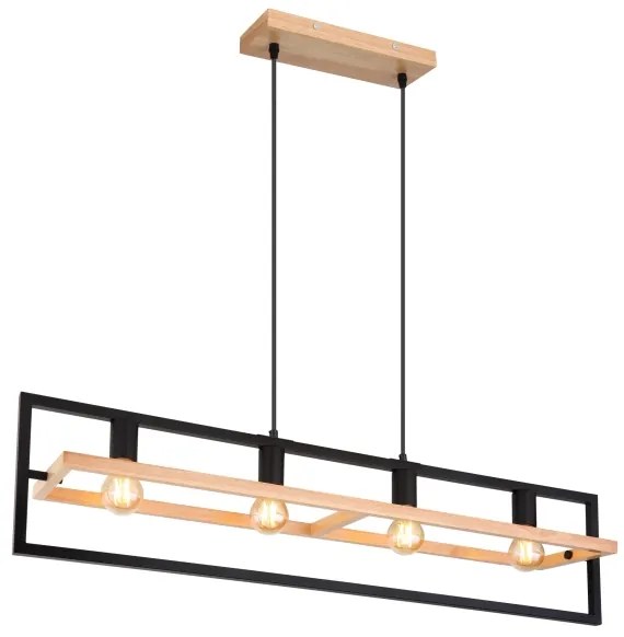 Globo 15575-4H - Kábellel függesztett ERICA csillár 4xE27/40W/230V fekete/bézs