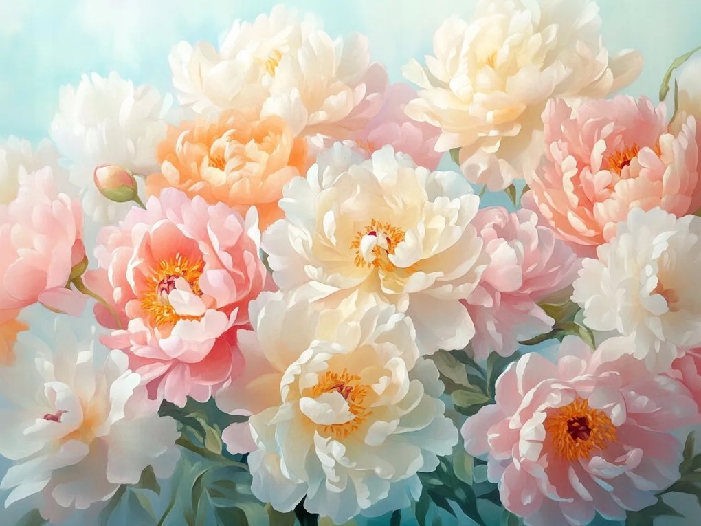 Vászonkép Canvas Dekoráció Csokor Virágok Bazsarózsa 80x60